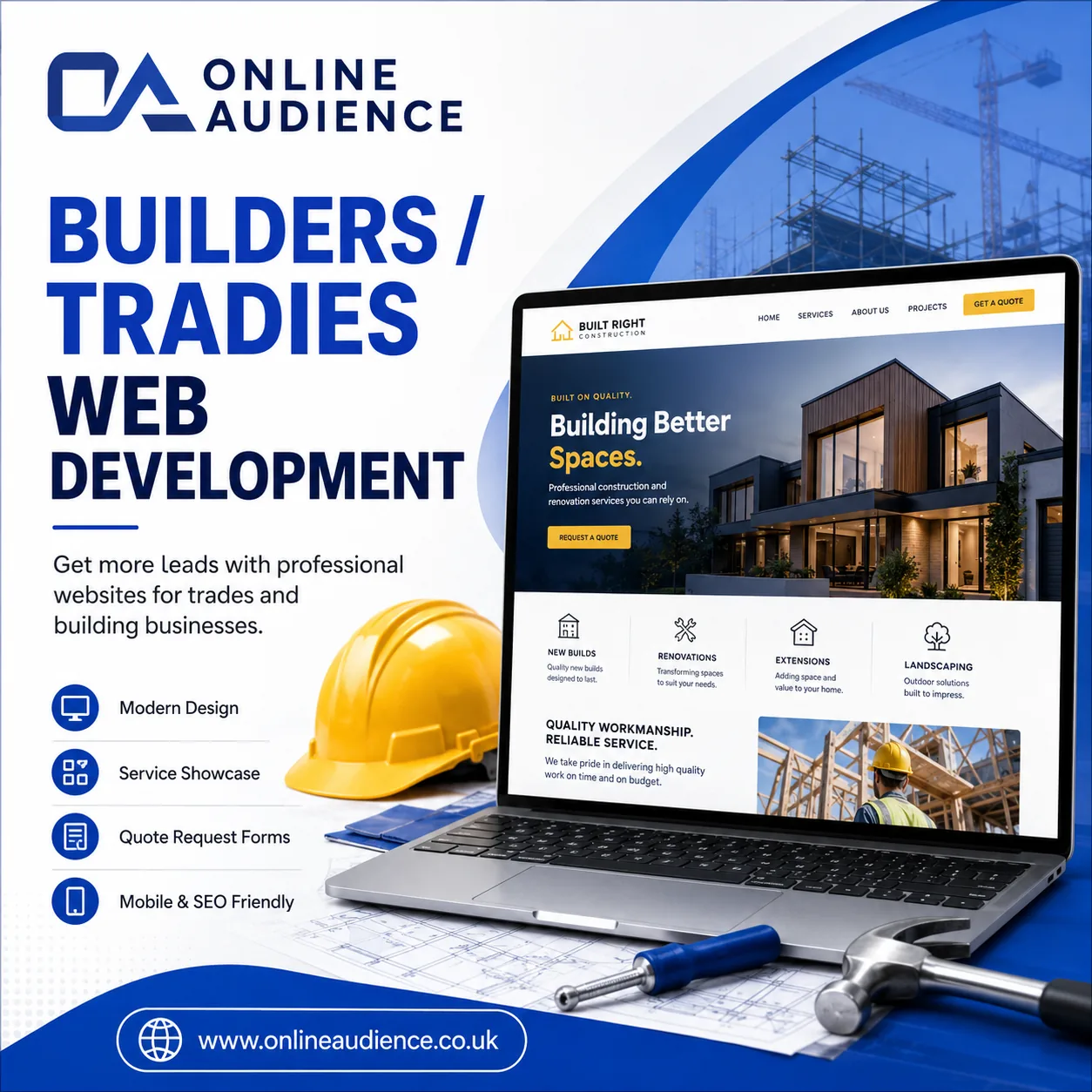 A stronger presentation for builders & trades web design.
